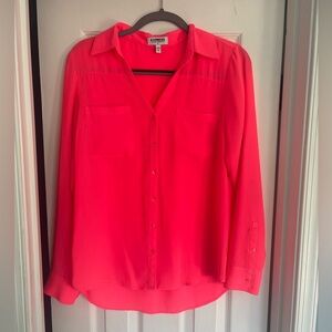 Express Coral Button-Down Blouse | Size Medium